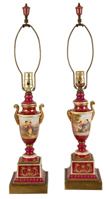 Lot 3177 - Pair of Vienna Style Gilt Decorated Porcelain...