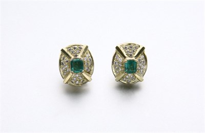 Lot 2515 - Pair of Emerald and Diamond Earrings