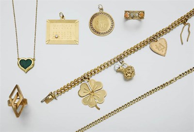 Lot 2653 - Group of Gold Jewelry and Vermeil Wristwatch