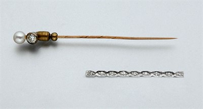 Lot 2606 - Pearl and Diamond Stickpin and Diamond Bar