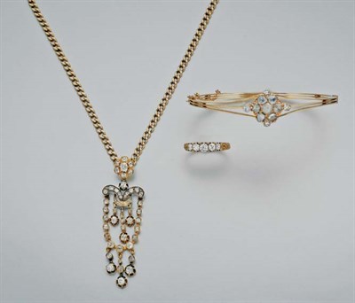 Lot 60 - Group of Antique Gold and Diamond Jewelry