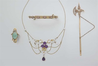 Lot 88 - Group of Antique Gold and Gem-Set Jewelry