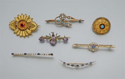 Lot 35 - Group of Antique Gold and Gem-Set Pins