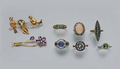 Lot 2651 - Group of Gold and Gem-Set Jewelry