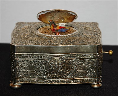 Lot 3135 - Sterling Silver Singing Bird Music Box Of...