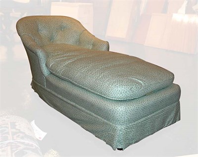 Lot 153 - Green Cotton Upholstered Chaise Longue Length...
