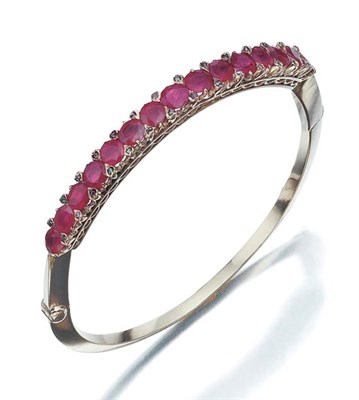 Lot 418 - Antique Gold, Ruby and Diamond Bangle