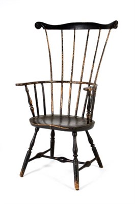 Lot 2316 - Black Painted Comb Back Windsor Armchair New...