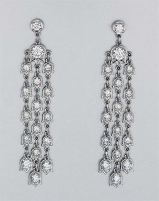 Lot 42 - Pair of Diamond Fringe Earrings