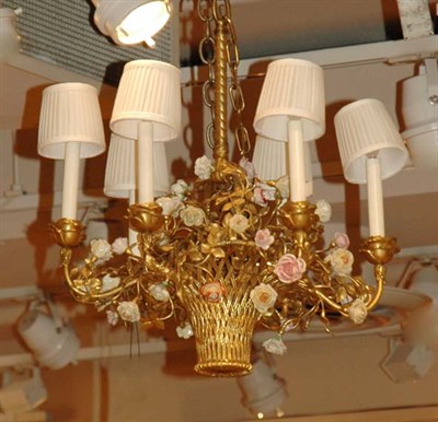 Lot 3300 - Rococo Style Porcelain Mounted Gilt-Bronze Six-...
