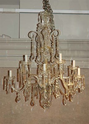 Lot 1482 - Georgian Style Crystal Ten-Light Chandelier...