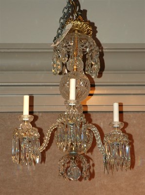 Lot 1477 - Georgian Style Crystal Three-Light Chandelier...