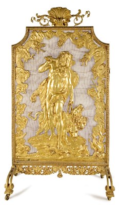 Lot 3200 - Gilt-Bronze Figural Fireplace Screen Of arched...