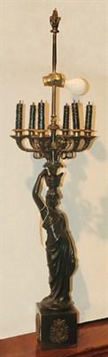 Lot 224 - French Spelter Figural Two-Light Lamp Height...