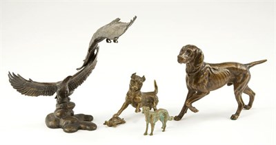 Lot 433 - Three Bronze Figures of Dogs; Together with a...