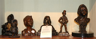 Lot 438 - Group of Six Bronze Figures Comprising three...