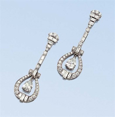 Lot 565 - Pair of Diamond Pendant-Earrings