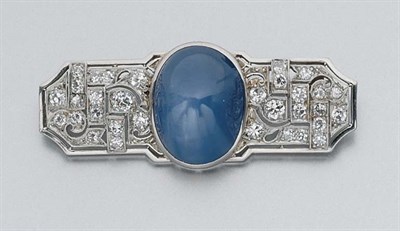 Lot 225 - Star Sapphire and Diamond Brooch
