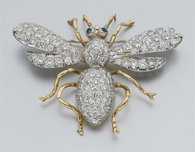 Lot 150 - Diamond and Emerald Insect Brooch