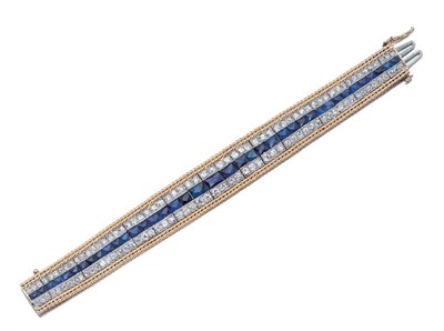 Lot 463 - Gold, Platinum, Sapphire and Diamond Bracelet