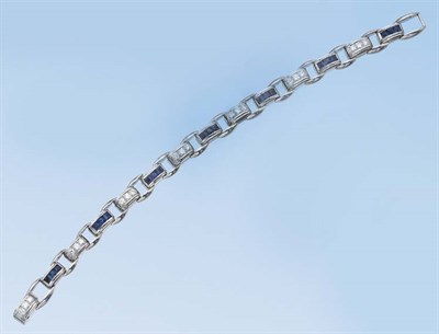 Lot 600 - Platinum, Diamond and Sapphire Bracelet