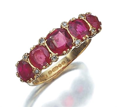 Lot 419 - Antique Gold, Ruby and Diamond Ring