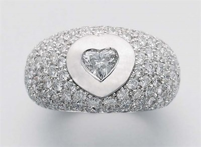 Lot 196 - White Gold and Diamond Bombe Ring