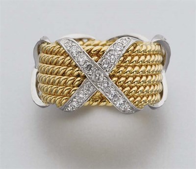 Lot 120 - Gold, Platinum and Diamond Band Ring