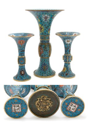 Lot 2056 - Three Chinese Cloisonne Vases 18th/19th...