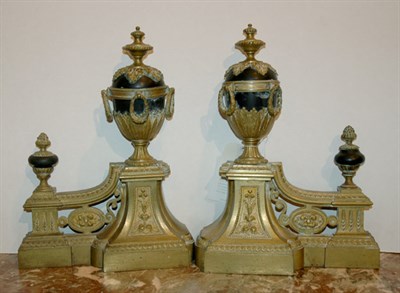 Lot 409 - Pair of Louis XVI Style Gilt-Metal Chenets...