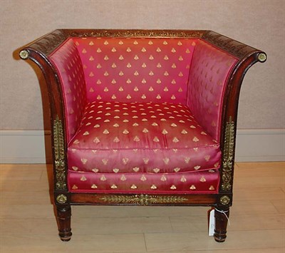 Lot 552 - Empire Style Gilt-Metal Mounted Walnut Bergere