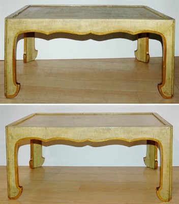 Lot 1141 - Pair of Glass Top Gilt Decorated Faux Shagreen...