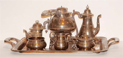 Lot 1337 - English Silver Six-Piece Coffee and Tea...