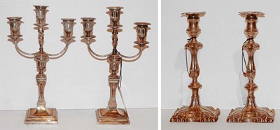 Lot 1348 - Pair of Late Victorian Silver Candlesticks,...