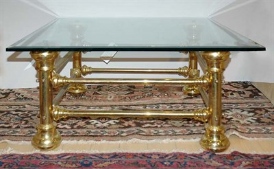 Lot 1566 - Glass Top Brass Coffee Table Height 18 1/4...