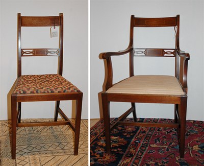 Lot 1253 - Set of Six Regency Style Inlaid Mahogany...