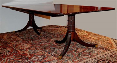 Lot 1522 - Regency Style Banded Mahogany Double-Pedestal...