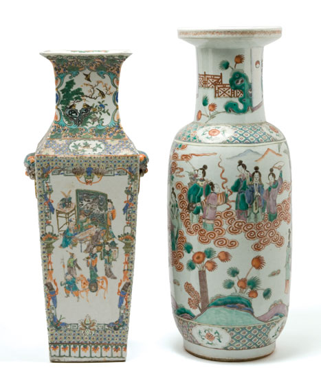Lot 2038 - Two Chinese Famille Verte Glazed Porcelain...