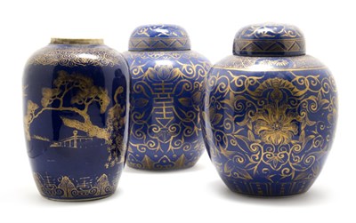 Lot 2025 - Pair of Chinese Gilt Decorated Glazed...