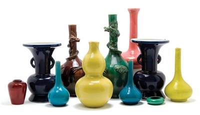 Lot 2036 - Group of Chinese Monochrome Glazed Vases...