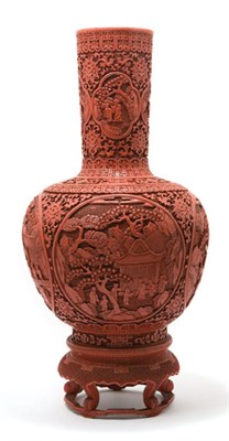 Lot 2024 - Chinese Red Lacquer Vase Late 19th/early 20th...
