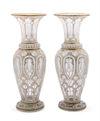 Lot 3568 - Pair of Continental Glass Vases Each of...