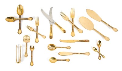 Lot 3161A - French Gilt Silver Flatware Service Late...