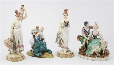 Lot 1293 - Pair of Italian Porcelain Figures of Classical...