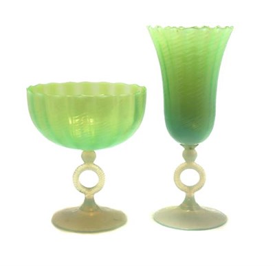 Lot 3490 - Two Venetian Style Ribbed Glass Articles...