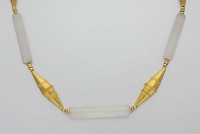 Lot 29 - Gold and Frosted Rock Crystal Bead Necklace
