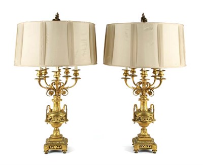 Lot 3196 - Pair of Louis XVI Style Gilt-Bronze Five-Light...