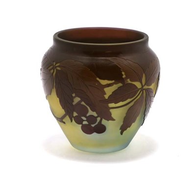 Lot 3443 - Galle Acid Etched Cameo Glass Cabinet Vase Of...