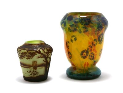 Lot 3439 - Muller Freres Internally Decorated Cased Glass...