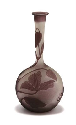 Lot 3444 - Galle Acid Etched Cameo Glass Cabinet Vase Of...